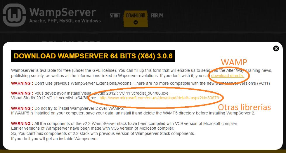 Descargar WAMP y librerias