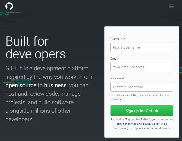 crear cuenta en github