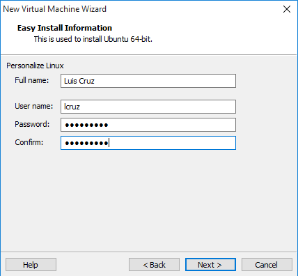 Crear el usuario de linux en la maquina virtual