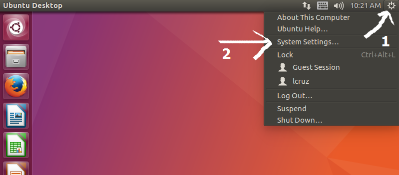 Opciones de sistema en ubuntu