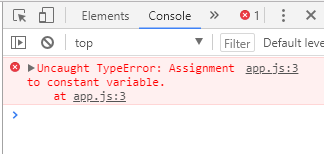 Error al reasignar valor a constante en javascript