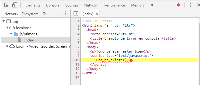 Archivo de js que genero el error