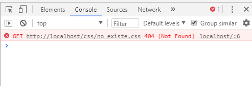 Error, archivo no existe, consola de js