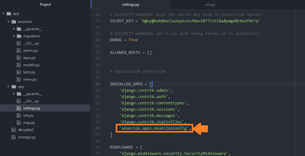 Activar una aplicación de django Activar una aplicación de django