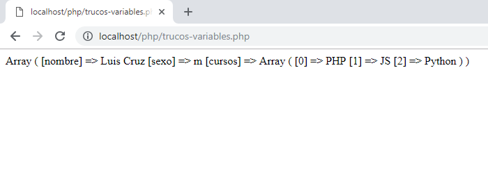 Salida del comando print_r de php, trucos de php