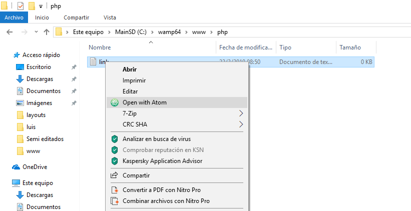 Como abrir un archivo en Atom desde windows