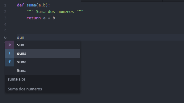 Autocompletar funciones en python y atom