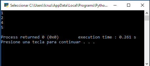 Ejemplo de comando continue en python.