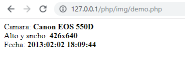 Ejemplo de como extraer información de una imagen, usando php