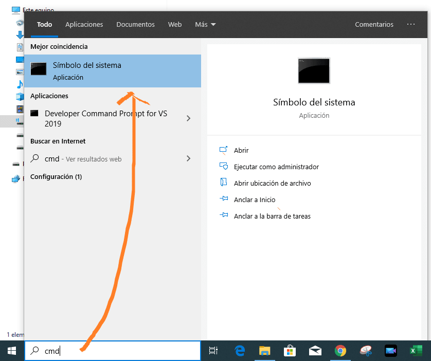 Abrir una ventana de comandos en windows