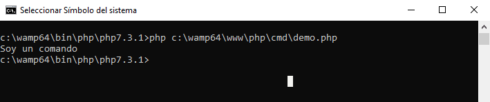 Ejemplo de ejecución de comando php