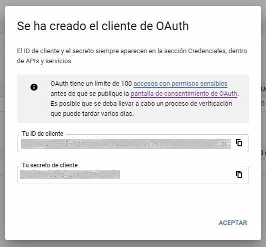 Datos para hacer pantalla de Login con Google