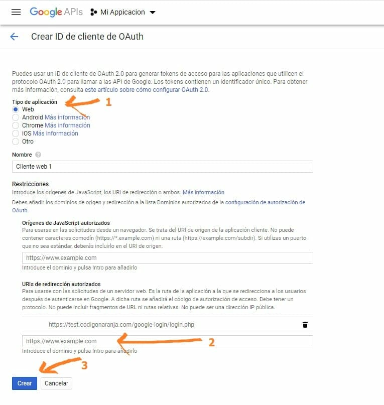 Id OAuth - Ingresa con cuenta de google