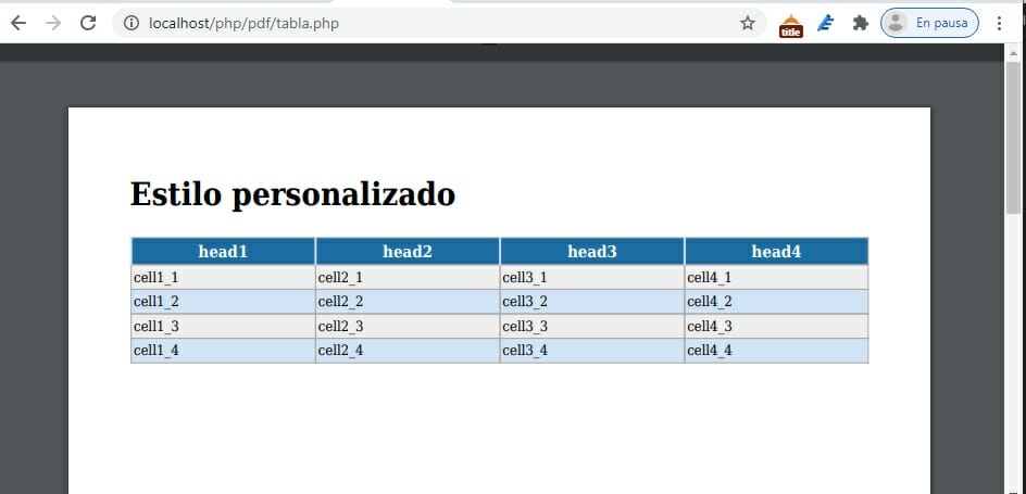 Ejemplo de PDF generado con formato mediante Hojas de estilo CSS