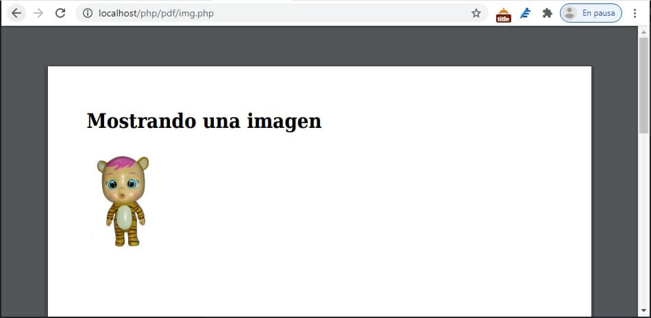 Ejemplo de PDF generado con PHP y mostrando una imagen, la libreria que uso es mpdf.