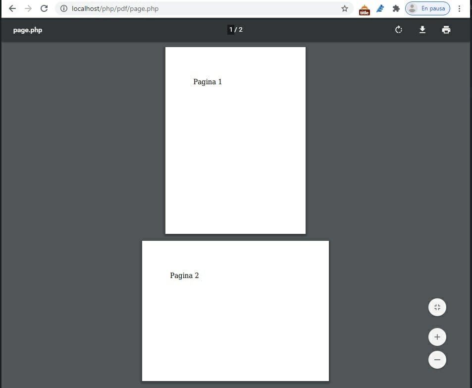 Configuración de paginas al generar PDF