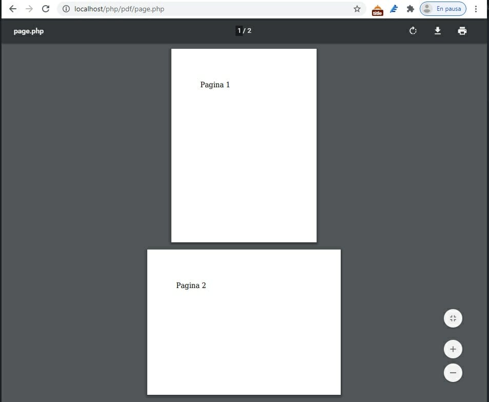 Configuración de paginas al generar PDF Configuración de paginas al generar PDF