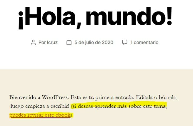 Ejemplo de shortcode en WordPress