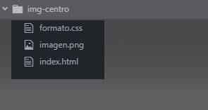 Estructura de carpetas para nuestro ejemplo de como centrar una imagen en HTML