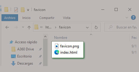 El favicon debe estar en la misma carpeta de tu pagina web