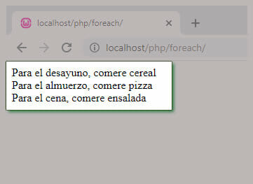 Ejemplo de recorrer un arreglo con la función foreach php